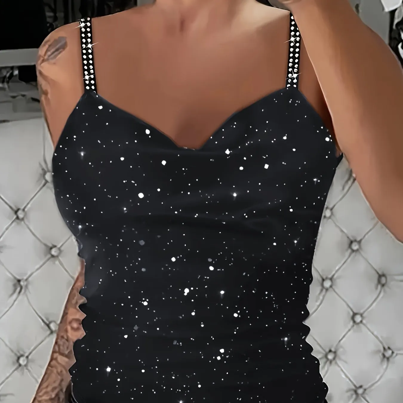 Galaxy Print Spaghetti Strap Tank Top for Summer Style