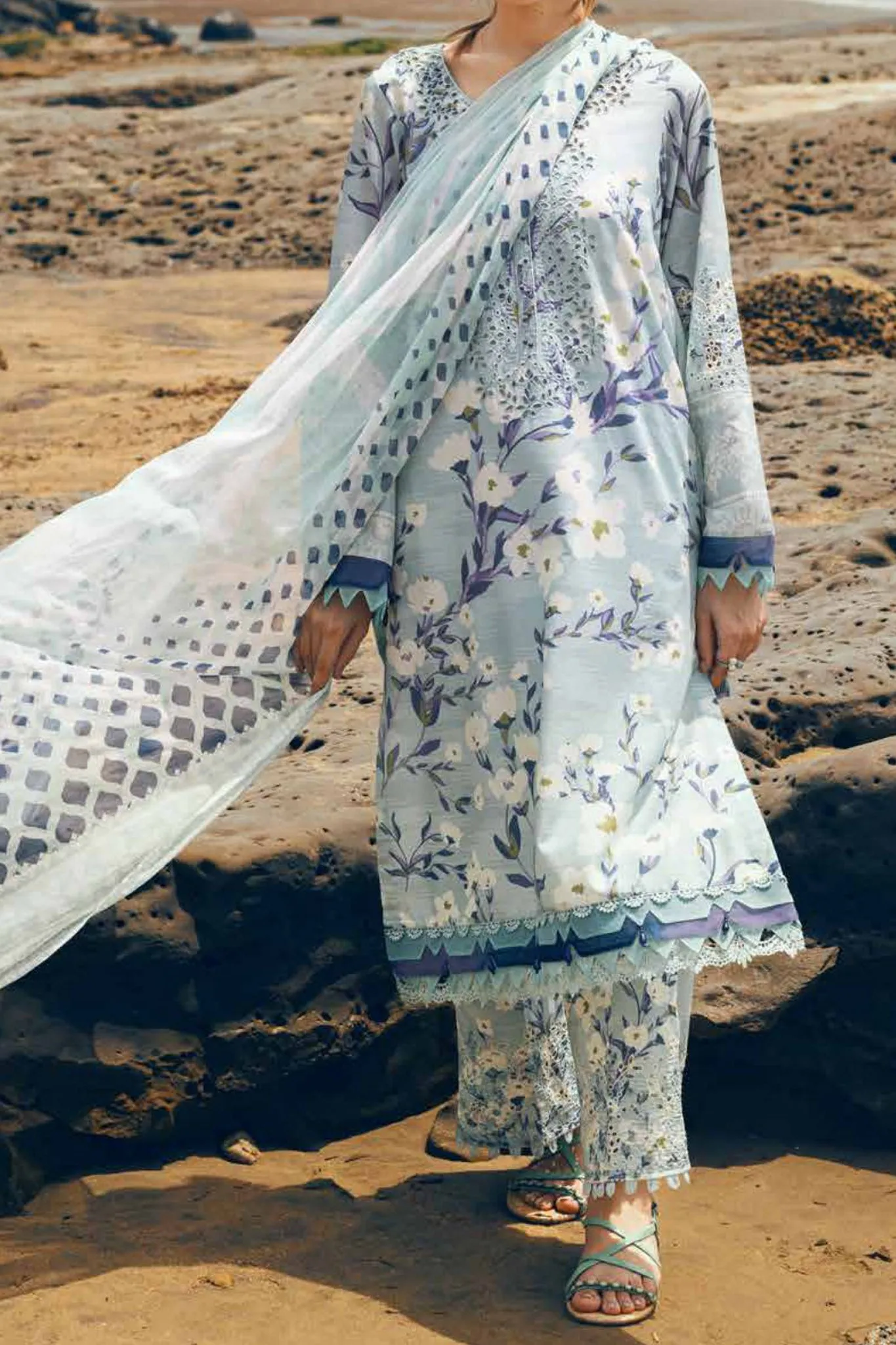 Gardenia By Nureh Unstitched 3 Piece Emb Chikankari Collection'2024-NSG-151