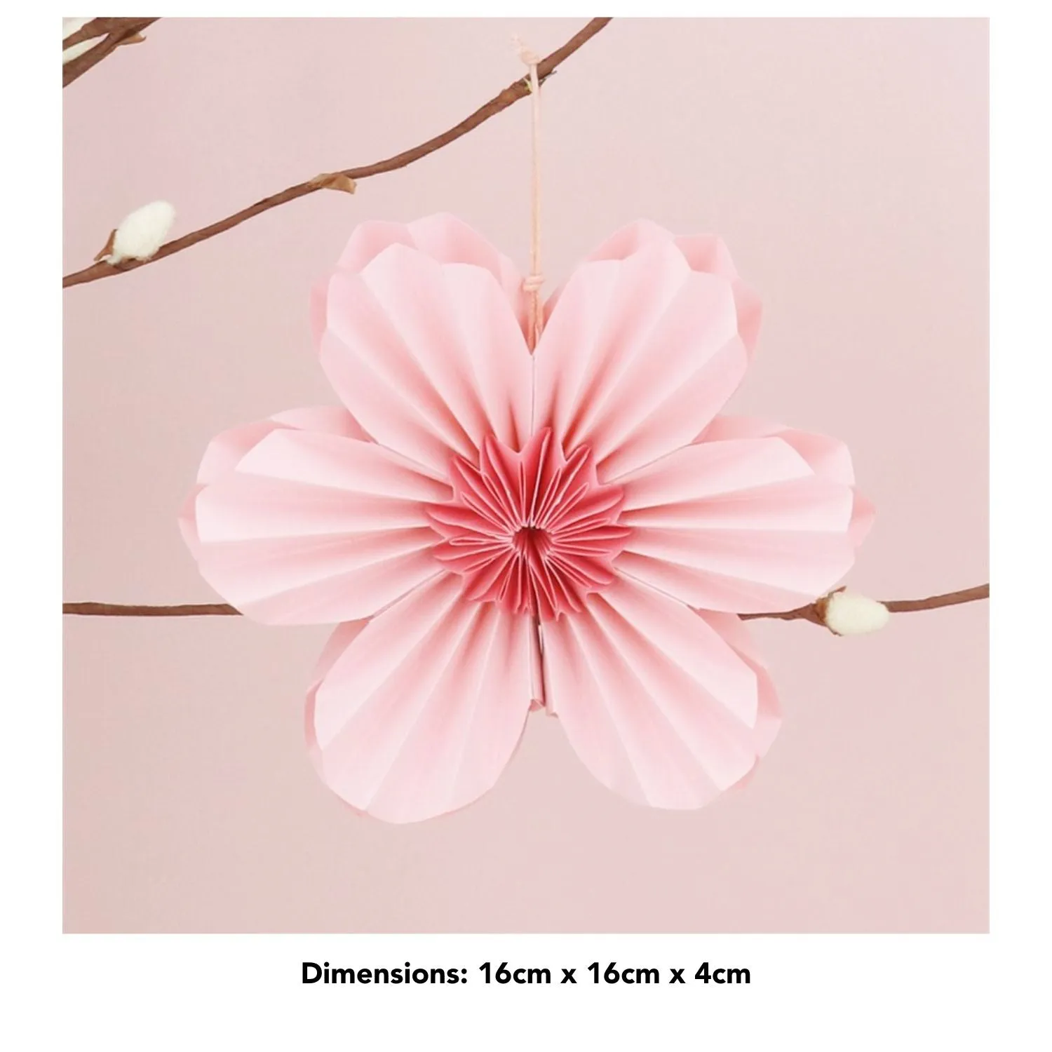 Gisela Graham 16cm Pale Pink 6 Petal Medium Flower Hanging Decoration