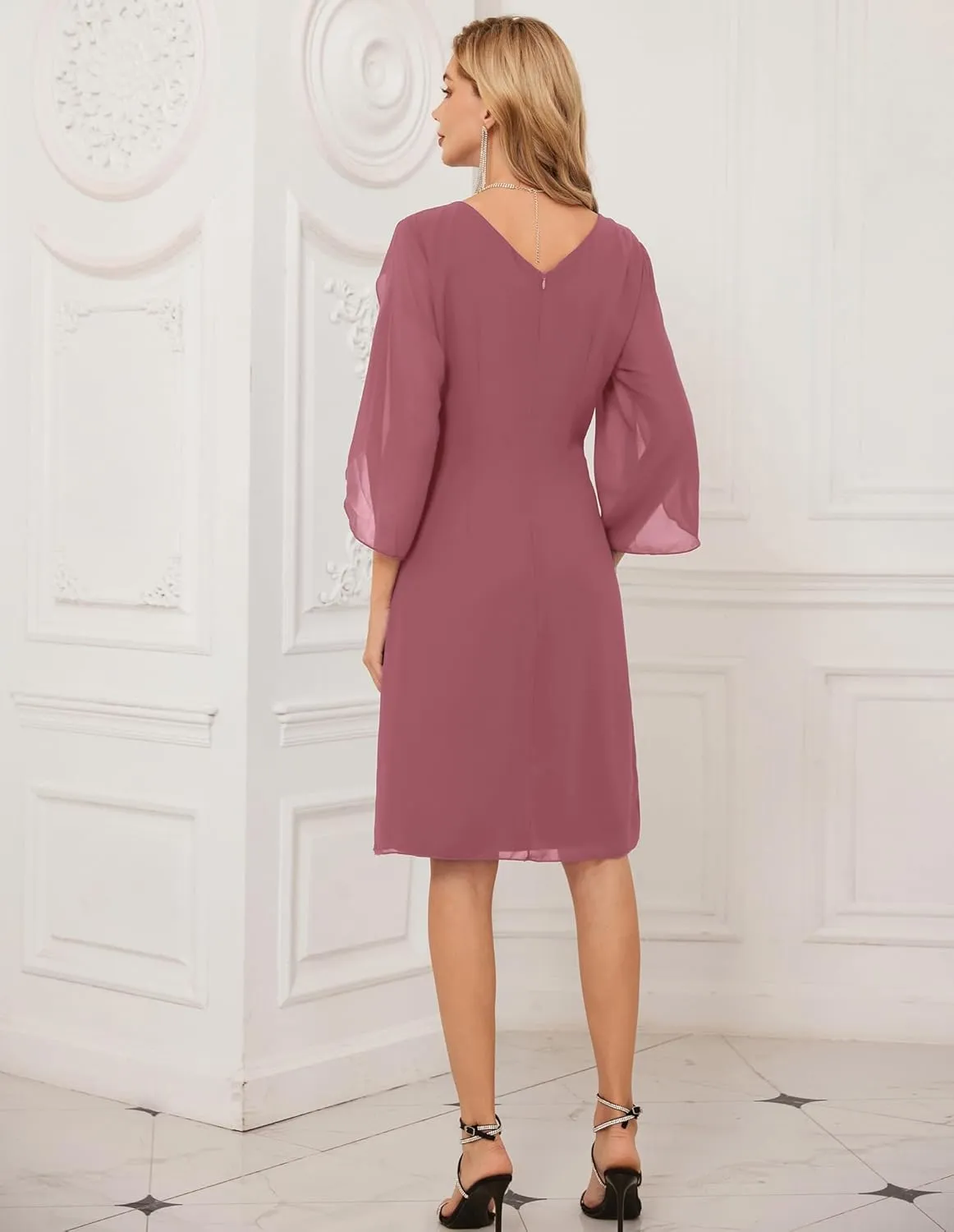 GRACE KARIN Womens Chiffon Dresses Flutter Sleeve Party Wedding Cocktail Dress Size 8-20