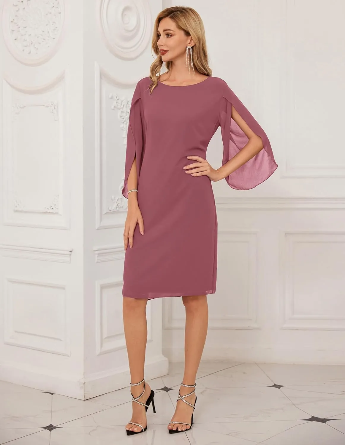GRACE KARIN Womens Chiffon Dresses Flutter Sleeve Party Wedding Cocktail Dress Size 8-20