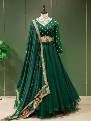 Green Georgette  Lehenga Choli