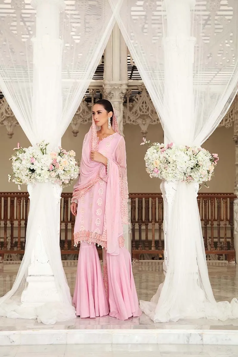 Gul Ahmed Festive Jewelled Collection 2018 – Light Pink 3 Pc Blended Chiffon FE-115