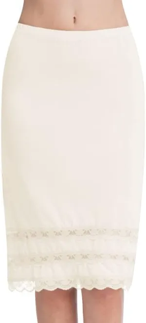 Half Slips for Women Underskirt Dress Extender Lace Trim Knee Length Midi Skirt 19-26" Length