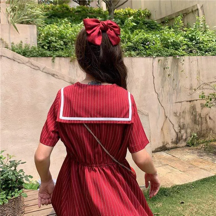 Harajuku Vertical Stripes Mid-length Dress