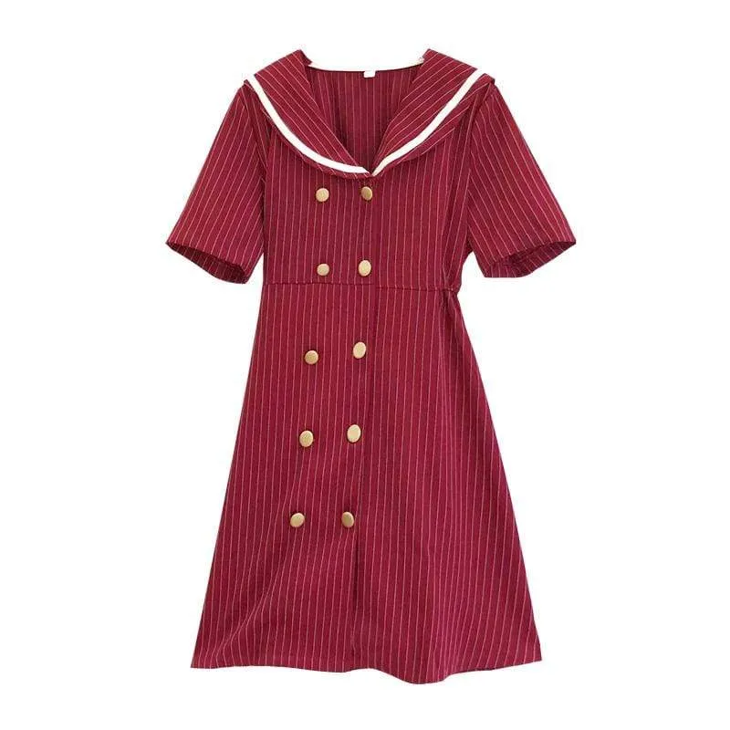 Harajuku Vertical Stripes Mid-length Dress