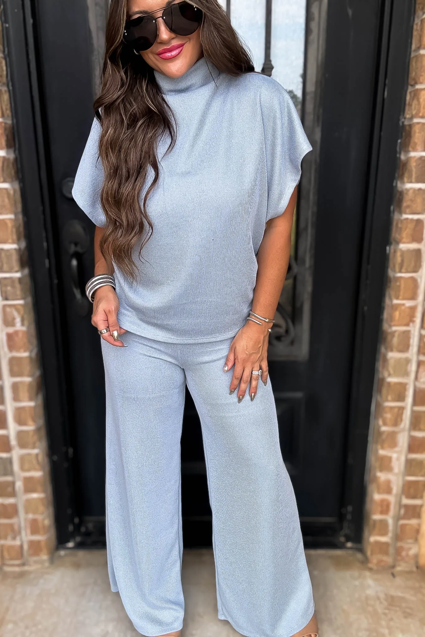 Here For It Blue Sweater Pants