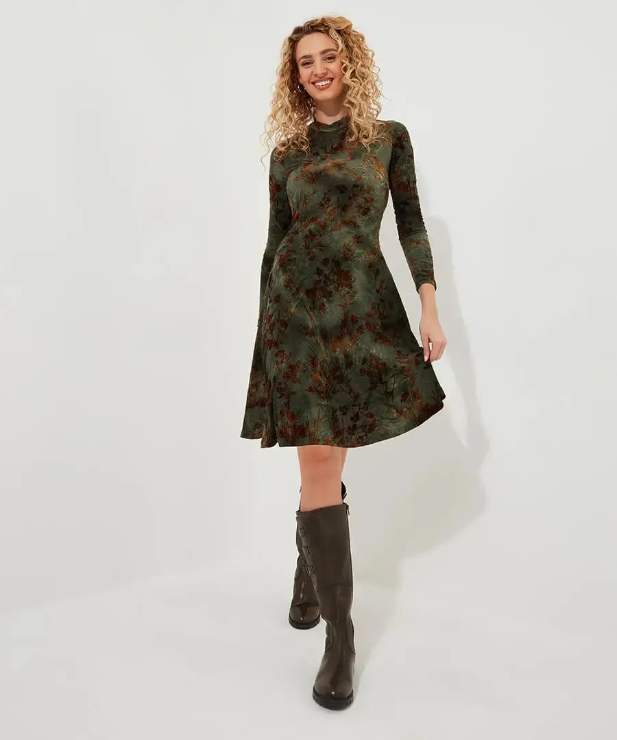 Joe Browns 12 Green Jemima Flocked Jersey Dress