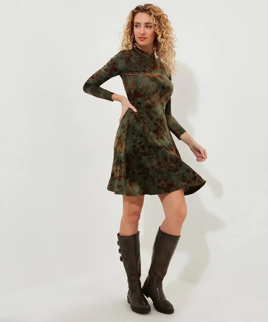 Joe Browns 12 Green Jemima Flocked Jersey Dress