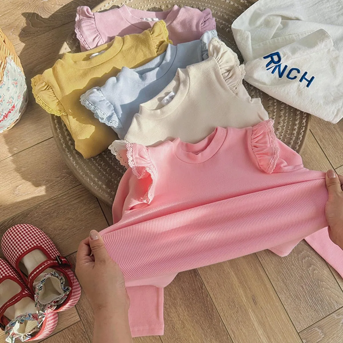 KISBINI Toddler Girl Ruffle Long Sleeve T-Shirt Cotton Top Tee for Spring/Fall