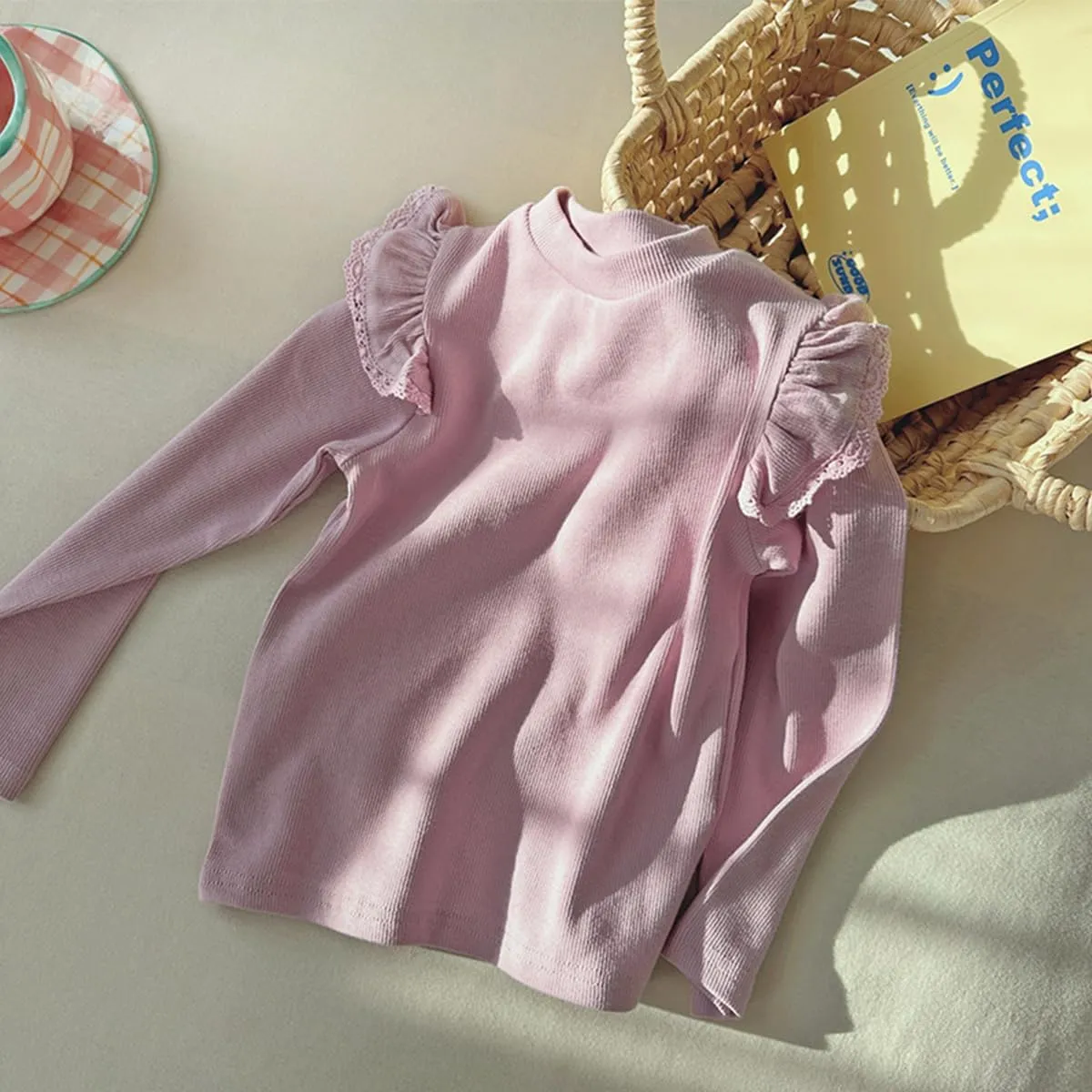 KISBINI Toddler Girl Ruffle Long Sleeve T-Shirt Cotton Top Tee for Spring/Fall