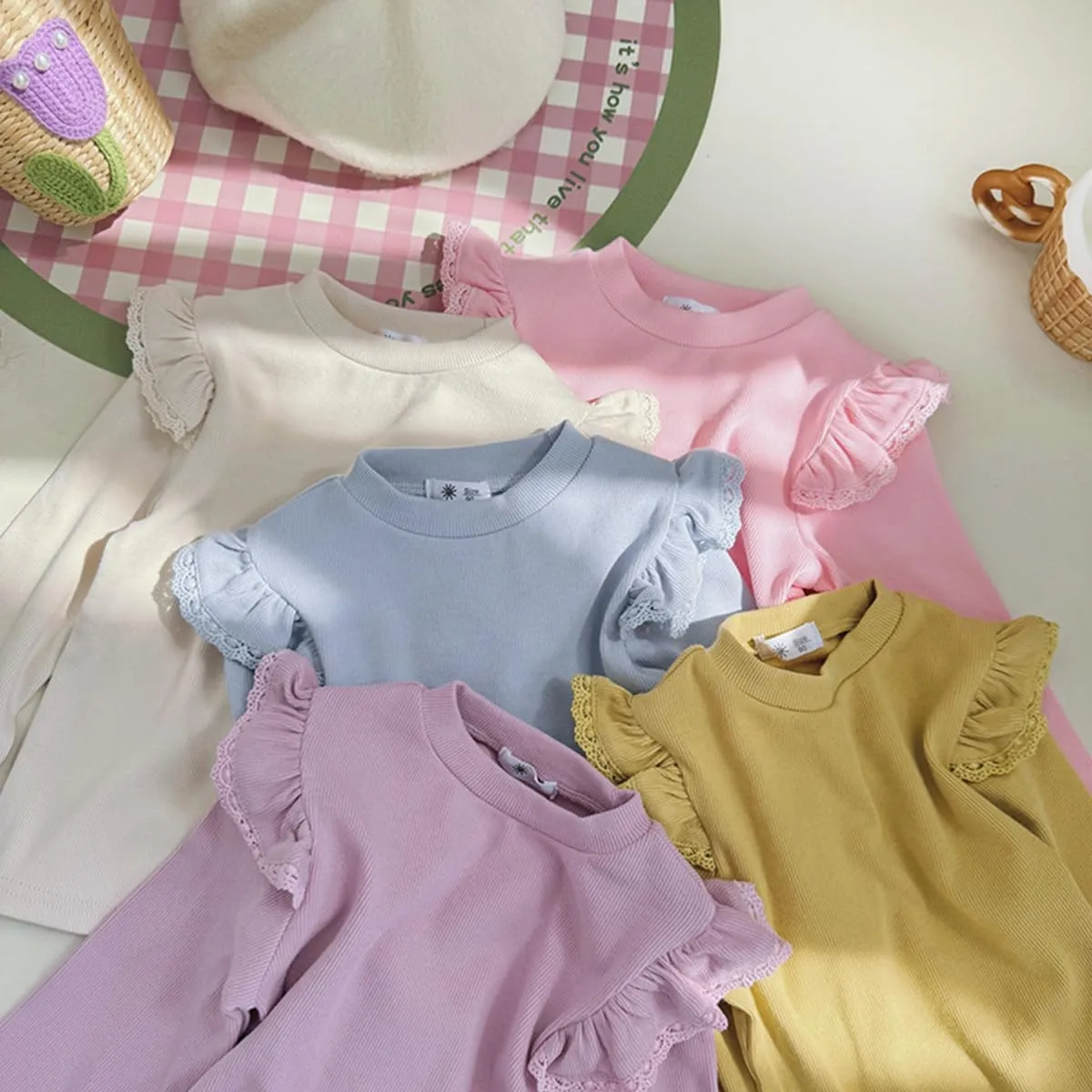KISBINI Toddler Girl Ruffle Long Sleeve T-Shirt Cotton Top Tee for Spring/Fall