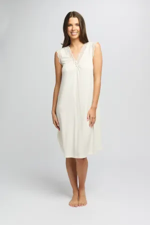 La Femme Modal Sleeveless Nightie Milk