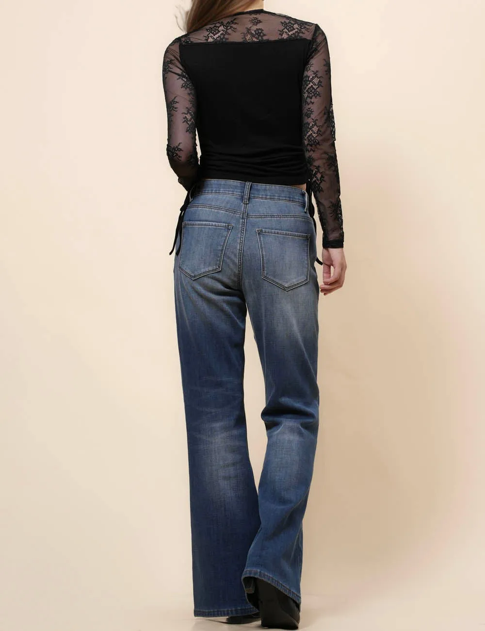 Ladies Square Neck Floral Lace Sleeves Blouse SKT4992