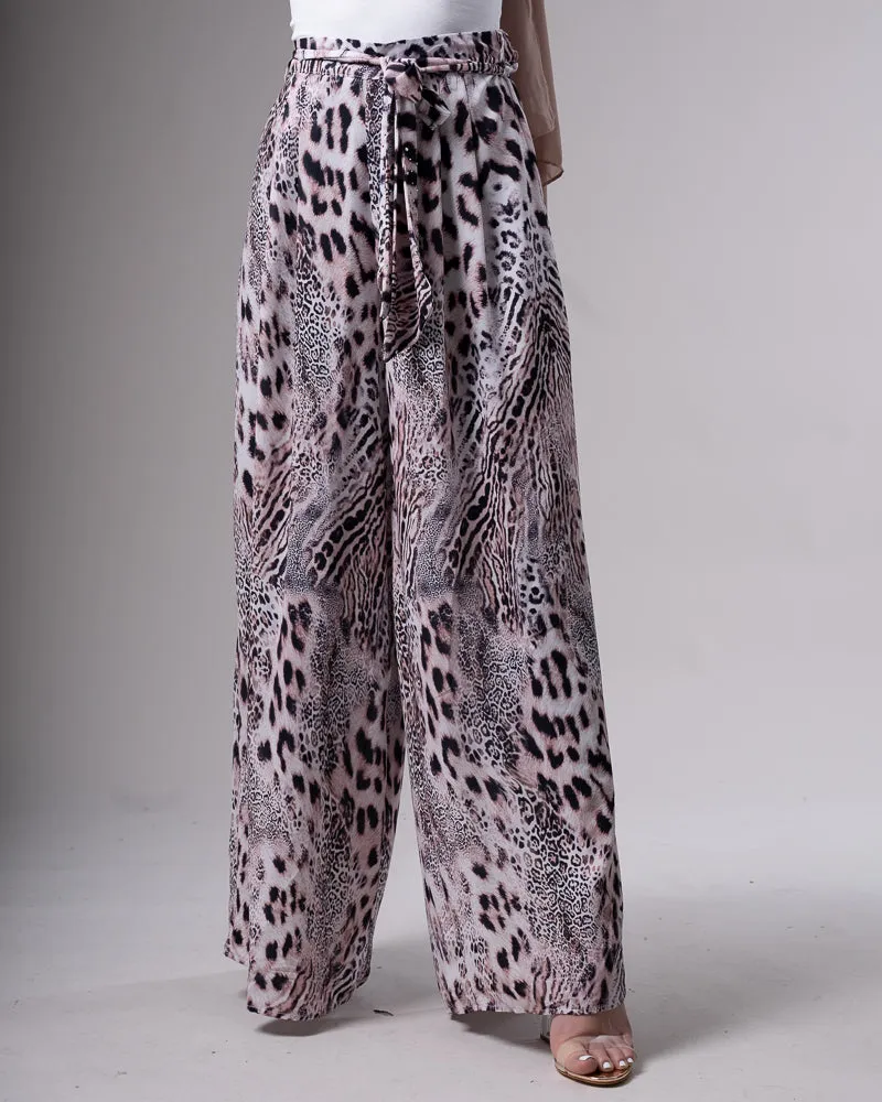 Leopard Print Wide-leg Pants