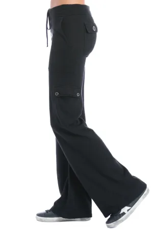 Lightweight Fleece Wide Leg Cargo Sweatpant