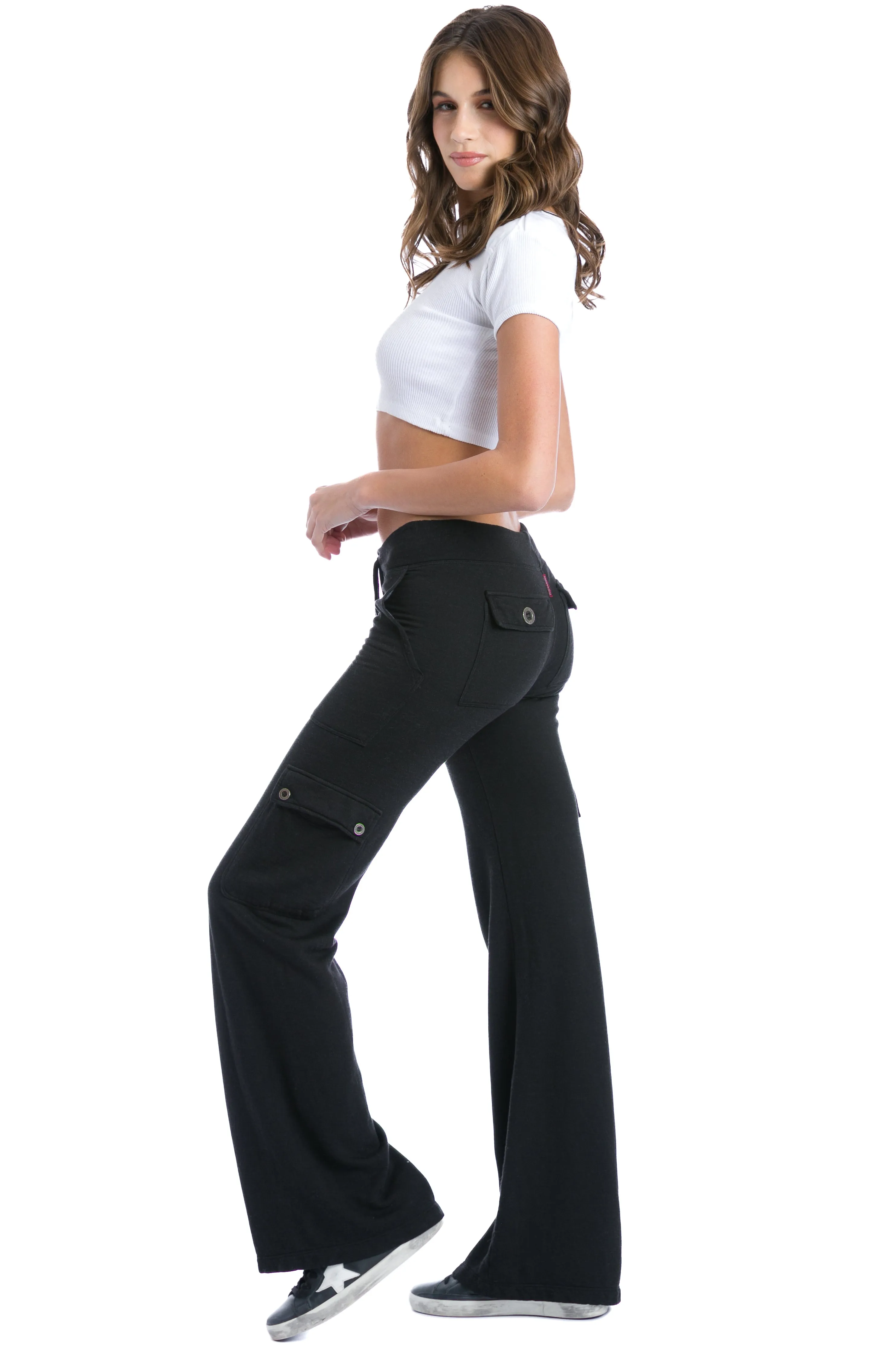 Lightweight Fleece Wide Leg Cargo Sweatpant