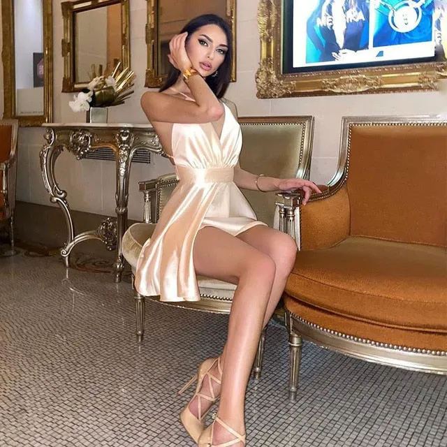 Lydia Satin Backless Dress