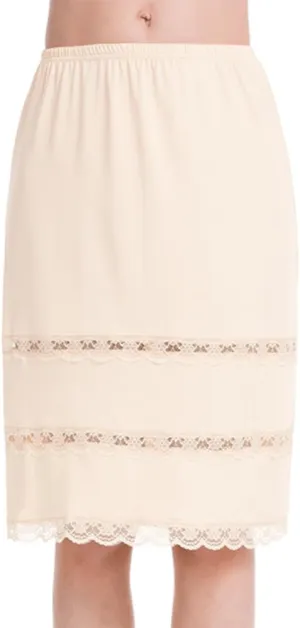 MANCYFIT Half Slips for Women UnderSkirt Dress Extender Lace Trim Knee Length Midi Skirt 14-25" Length