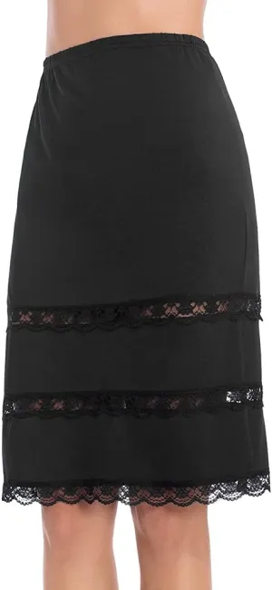 MANCYFIT Half Slips for Women UnderSkirt Dress Extender Lace Trim Knee Length Midi Skirt 14-25" Length