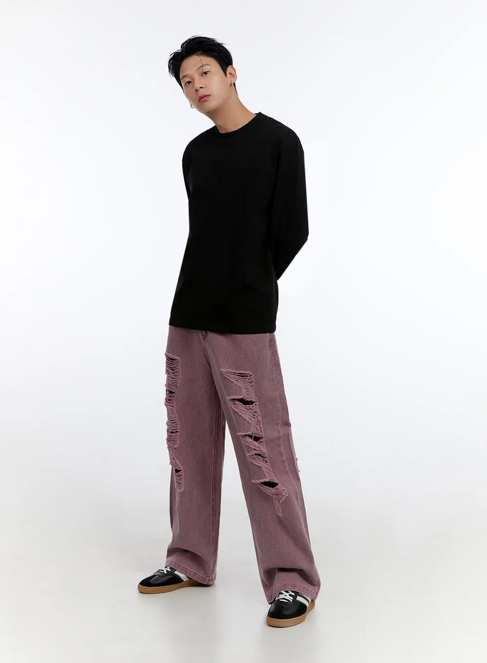 Men's Distressed Wide Leg Pants IO428