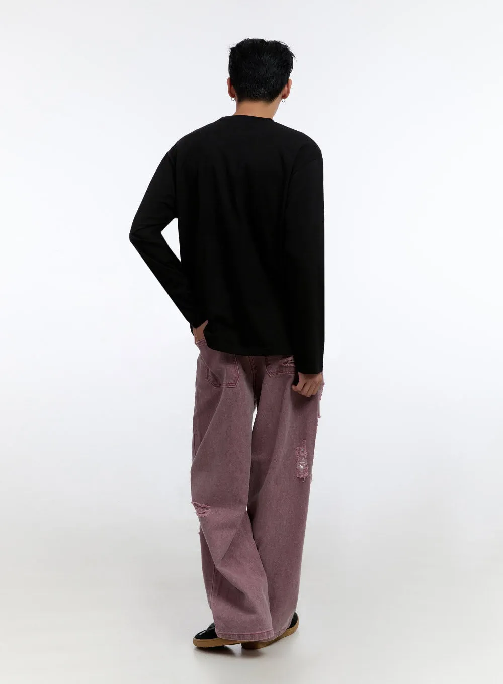 Men's Distressed Wide Leg Pants IO428