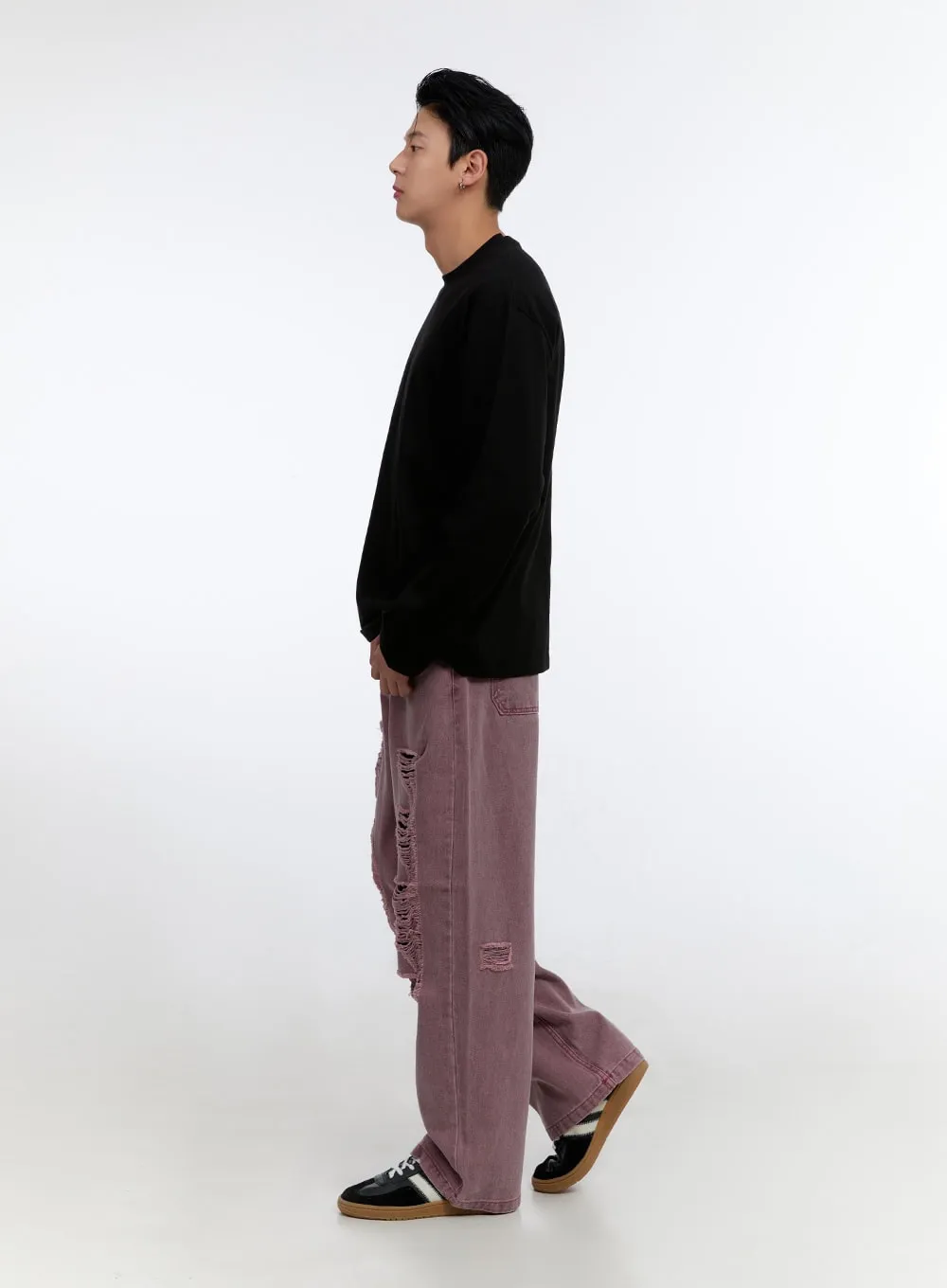 Men's Distressed Wide Leg Pants IO428