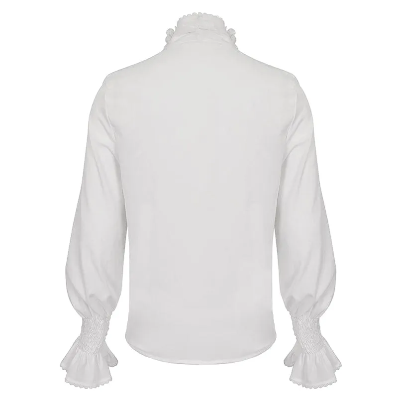 Men's Gothic Puff Sleeved Ruffled Shirt White