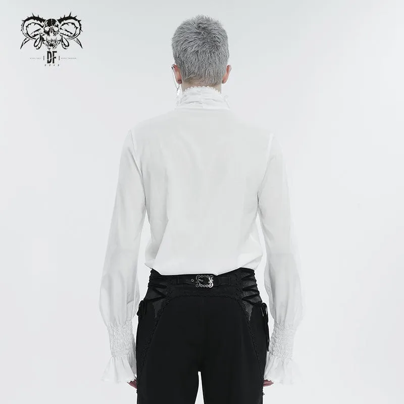 Men's Gothic Puff Sleeved Ruffled Shirt White