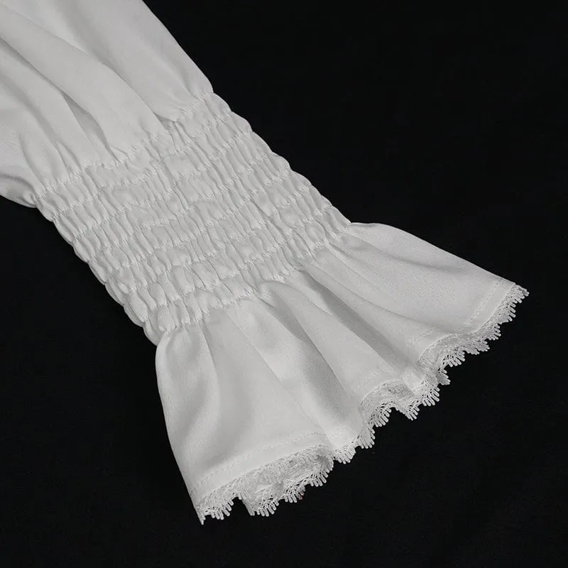 Men's Gothic Puff Sleeved Ruffled Shirt White
