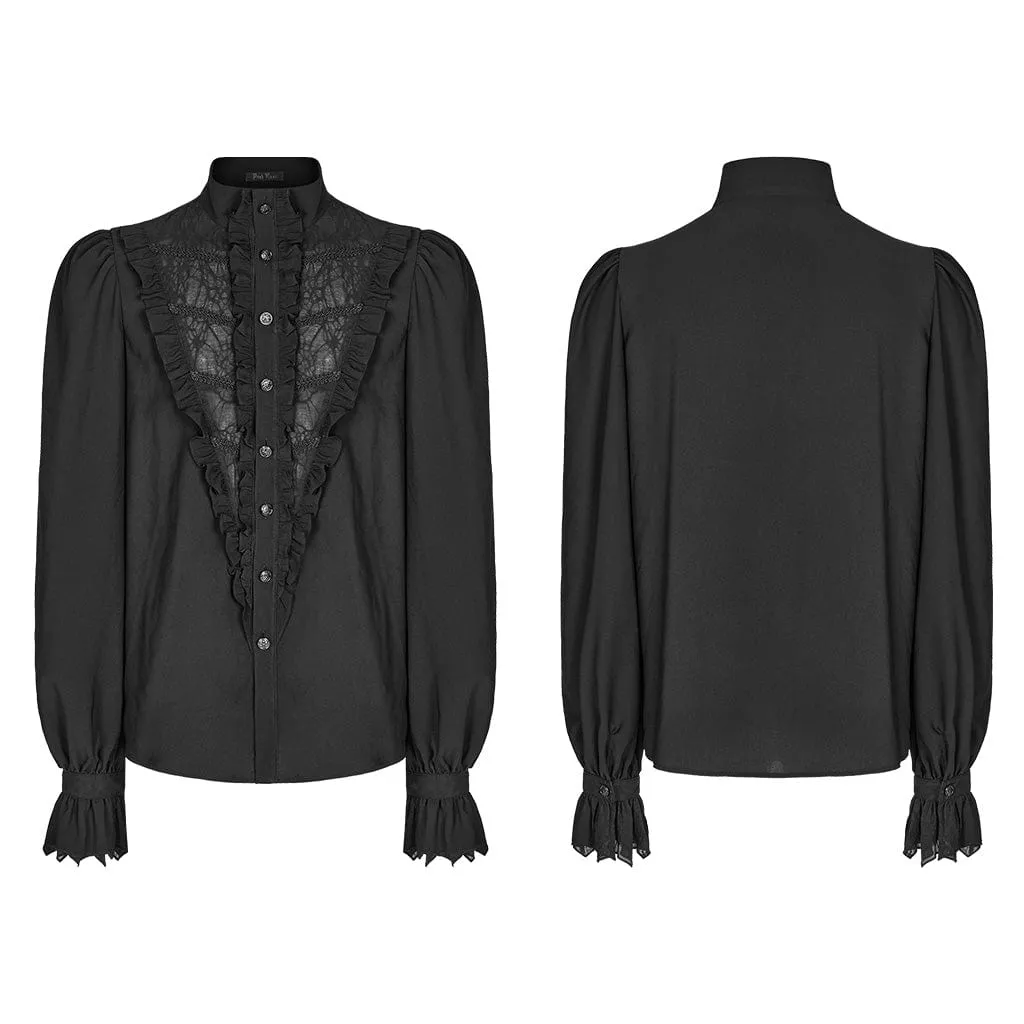Men's Gothic Stand Collar Ruffled Shirt