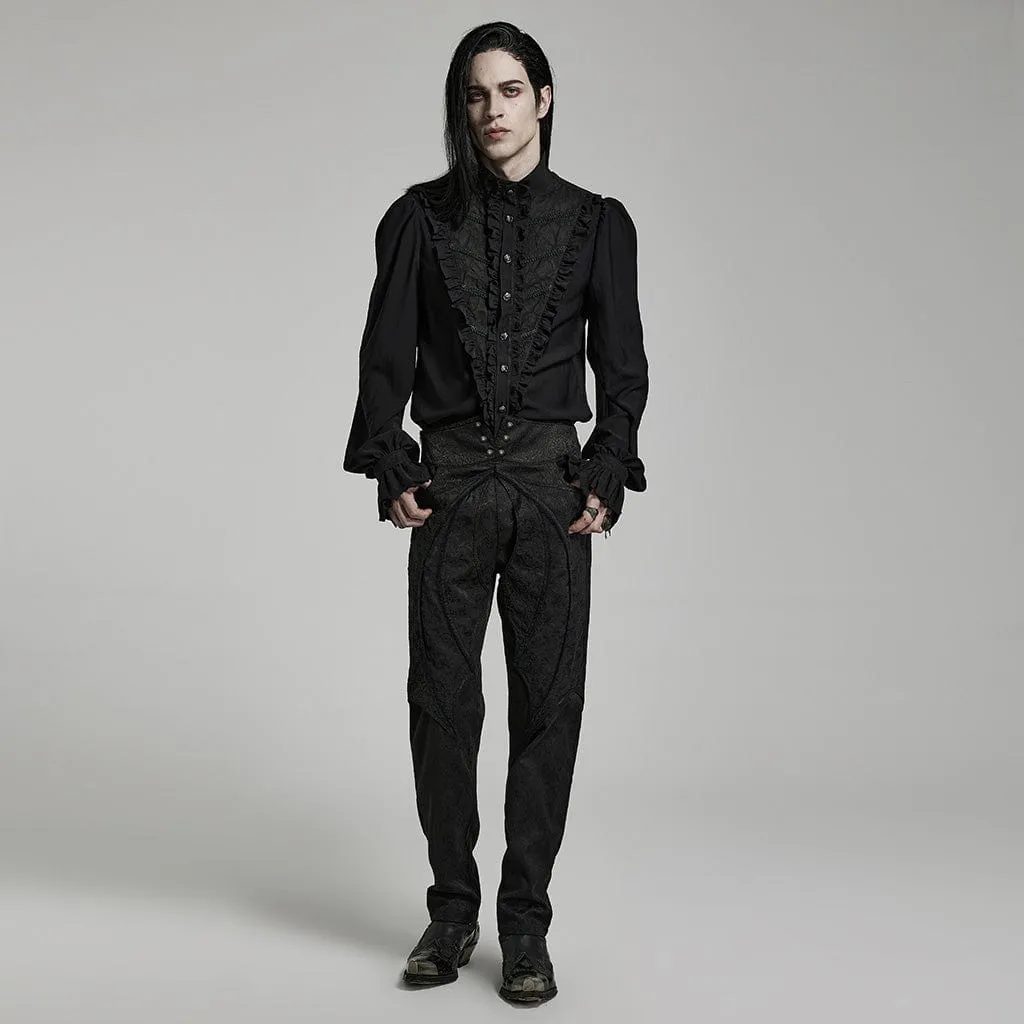 Men's Gothic Stand Collar Ruffled Shirt