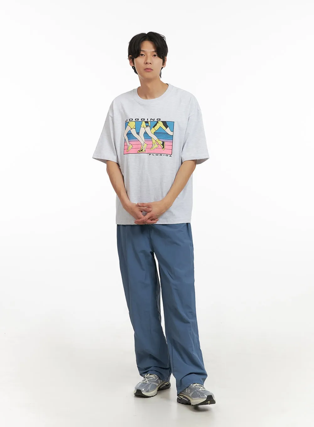 Men's Nylon Wide Leg Pants IY410