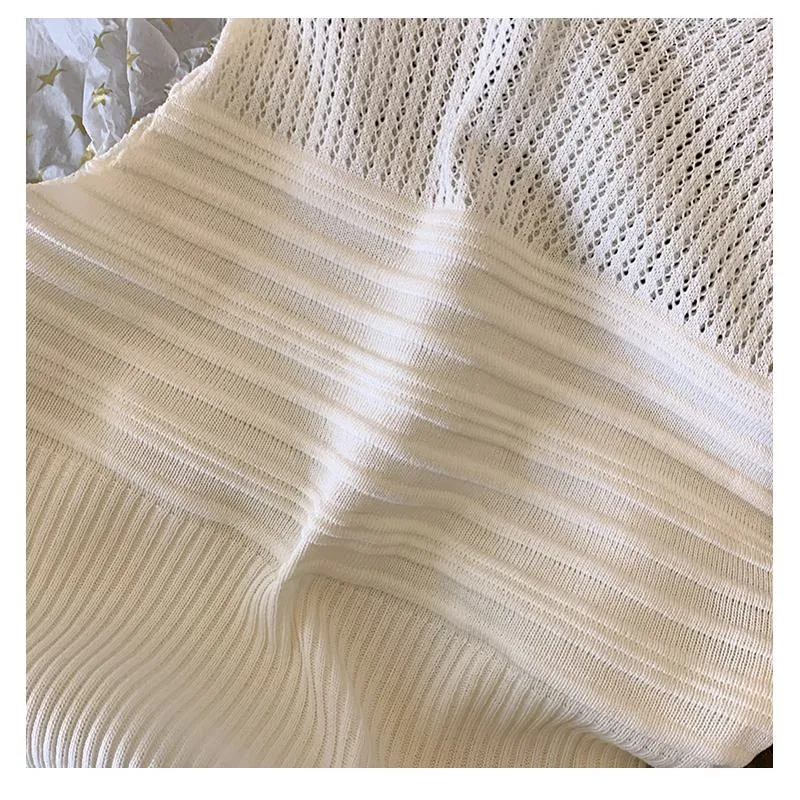 Niche Hollowed-Out Cropped Sleeveless Knitted Tank Top