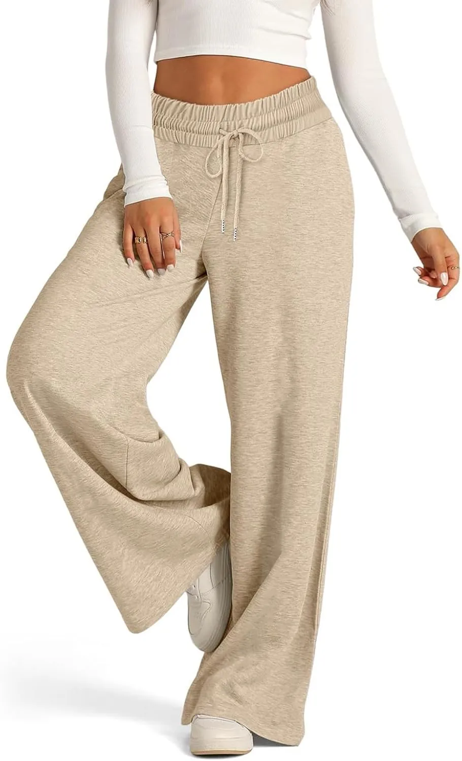 Oversized Wide Leg Sweatpants Women High Waisted Jogger Sweat Pants Drawstring Lightweight Travel Pant with Pockets