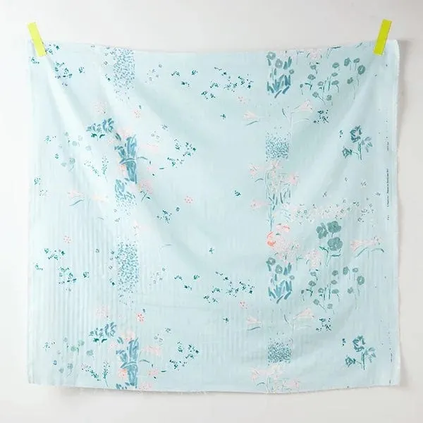 PAL in A - nani IRO - Organic Double Gauze - Peach on Blue - (Peace and Love) - 2024
