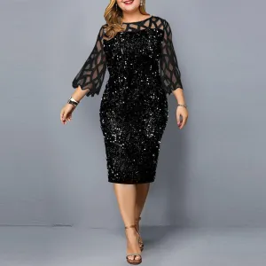 Party Dresses Sequin Plus Size Women's Sexy Night Club Dress
