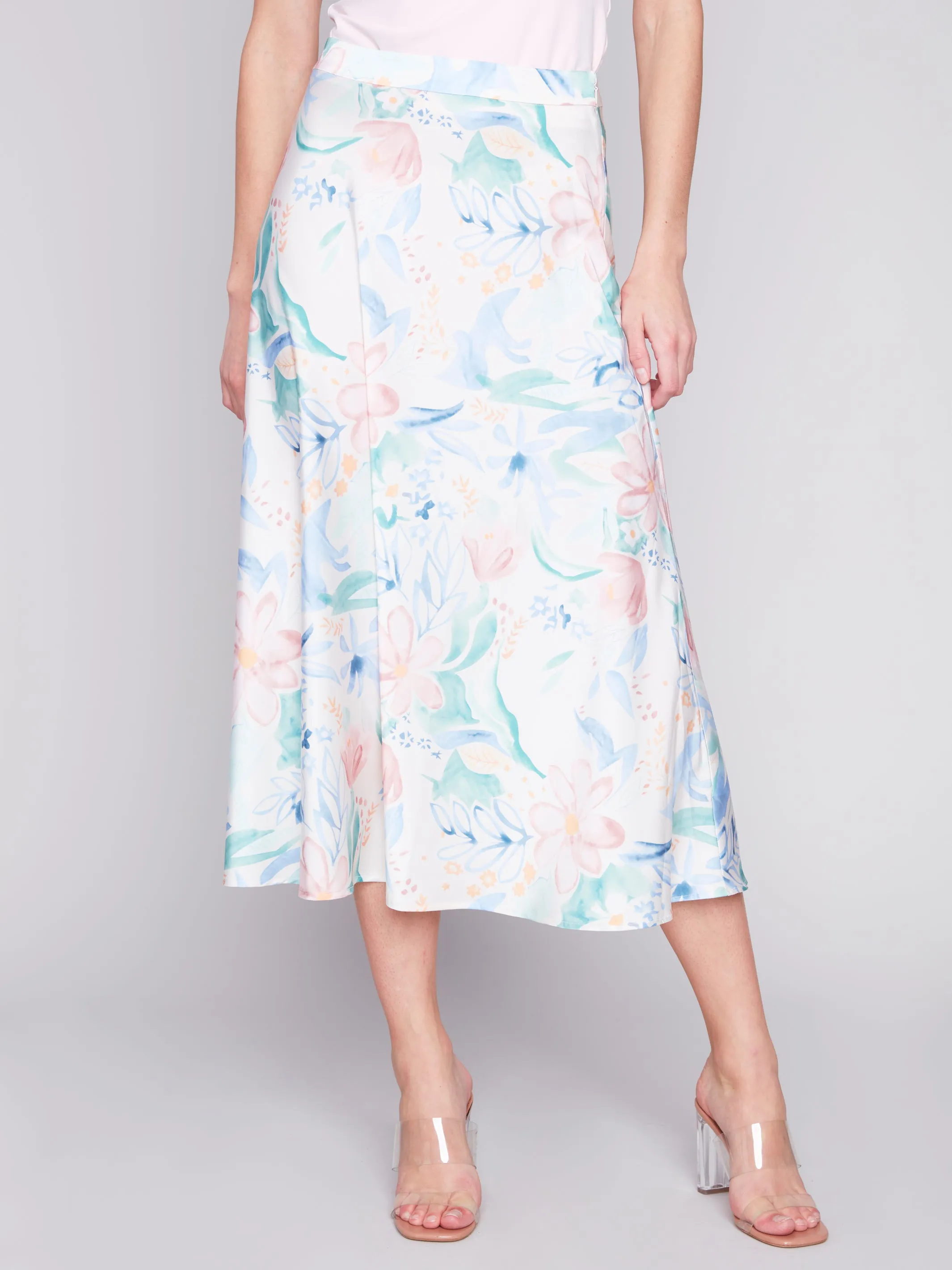 Petal Flow Long Satin Skirt