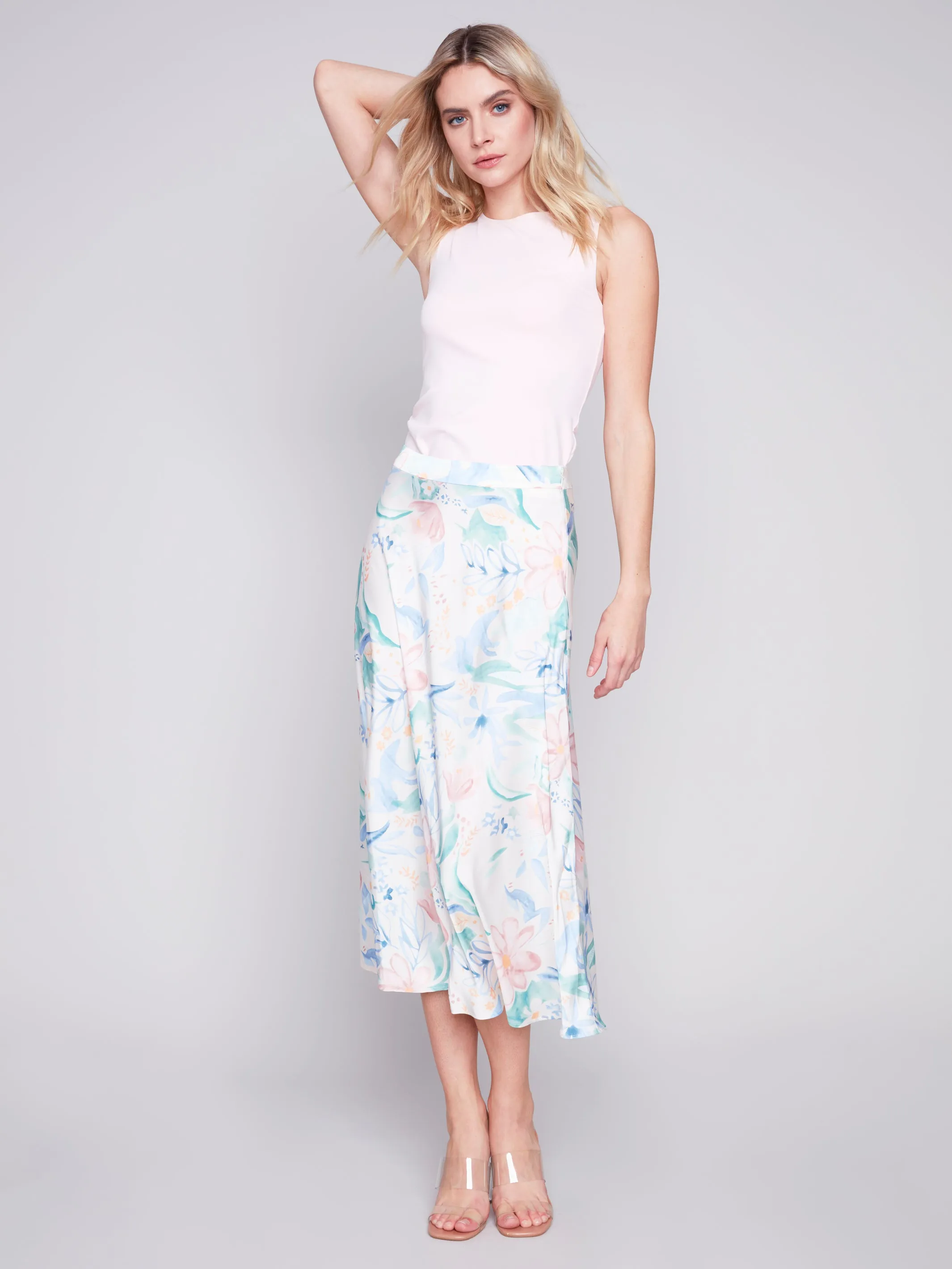 Petal Flow Long Satin Skirt