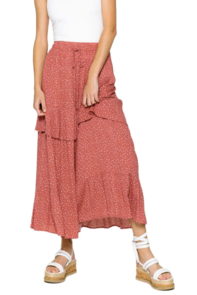 Ruffled Long Skirt Style 80173 in Marsala