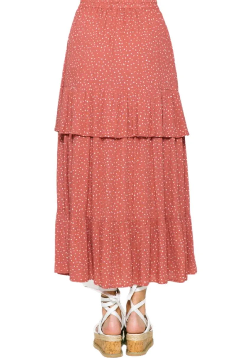 Ruffled Long Skirt Style 80173 in Marsala