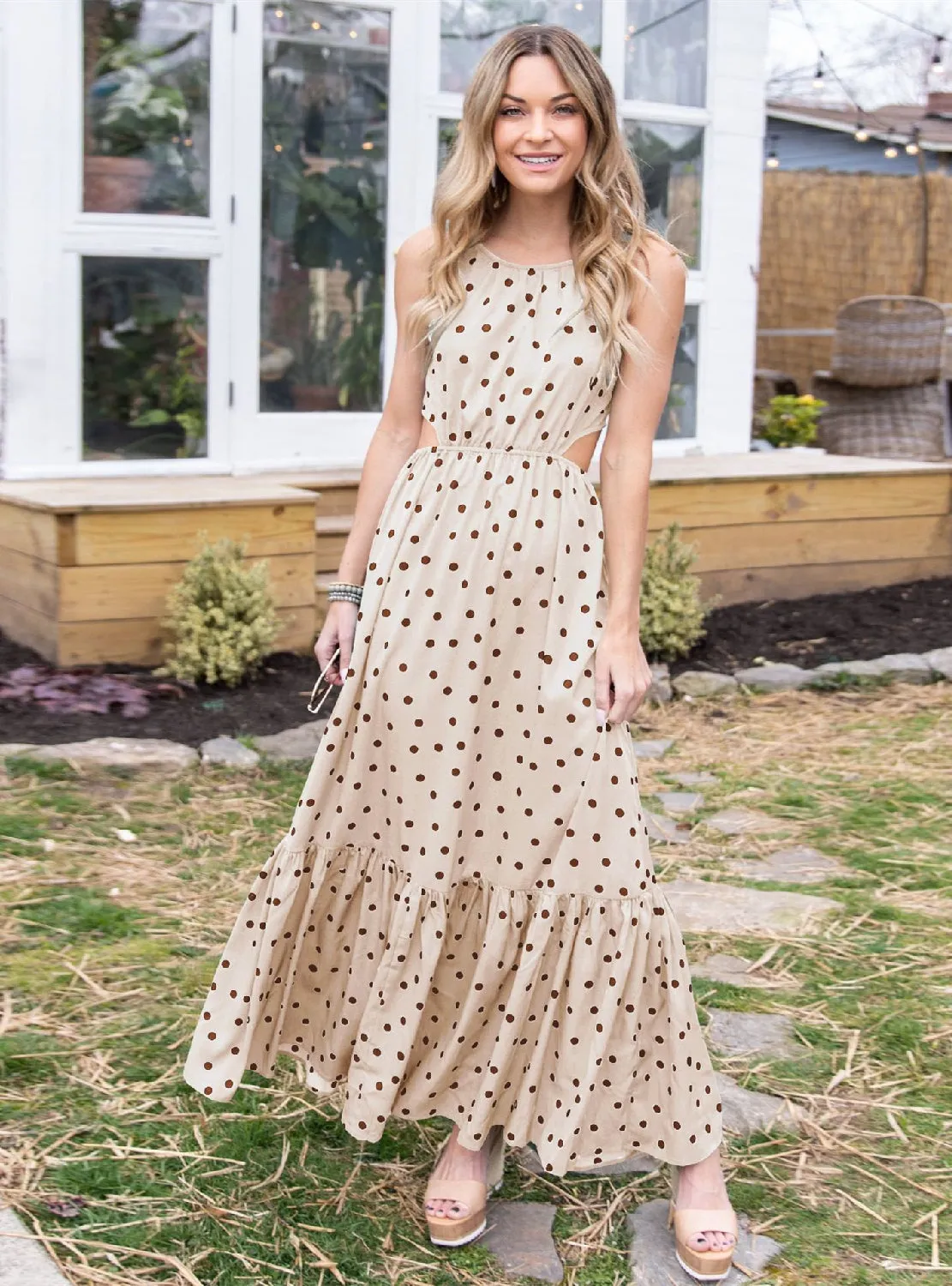 Sexy Polka Dot Backless Strap Dress