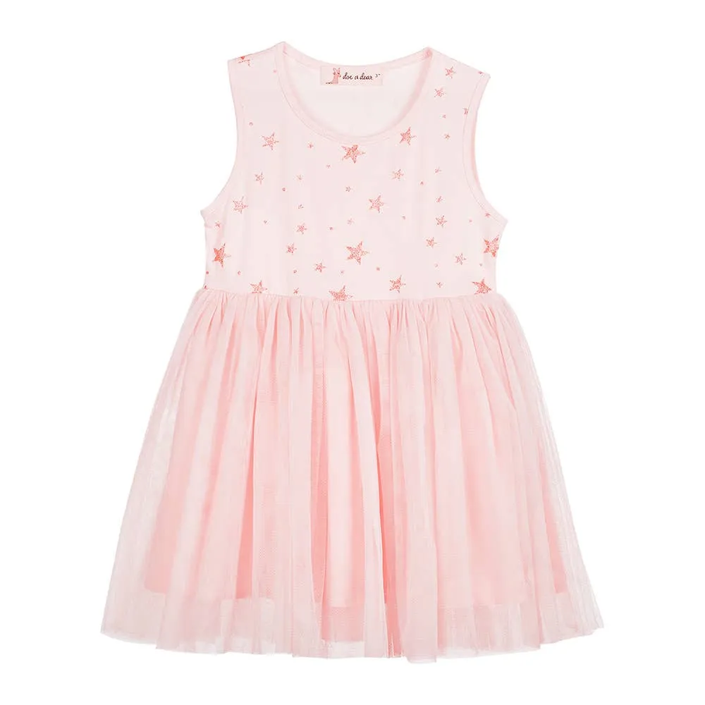Soft Pink Gold Star Tulle Dress