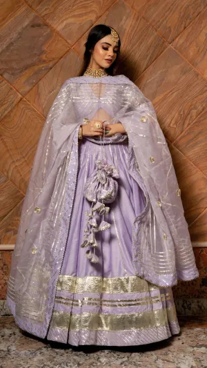 Solid Purple Cotton Silk Lehenga Set
