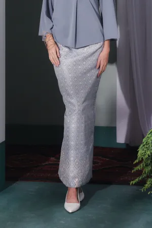 The Bayang Women Jacquard Skirt - Petal Light Pigeon Blue