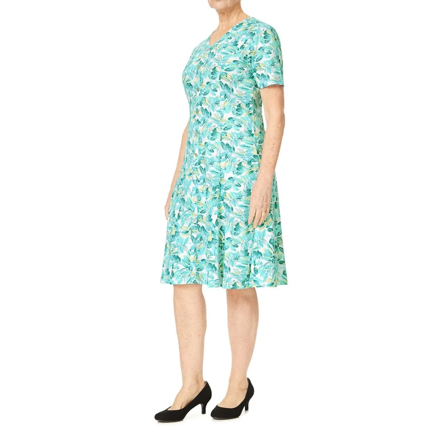 TIGI 18/20 Mock Button All Over Print Dress