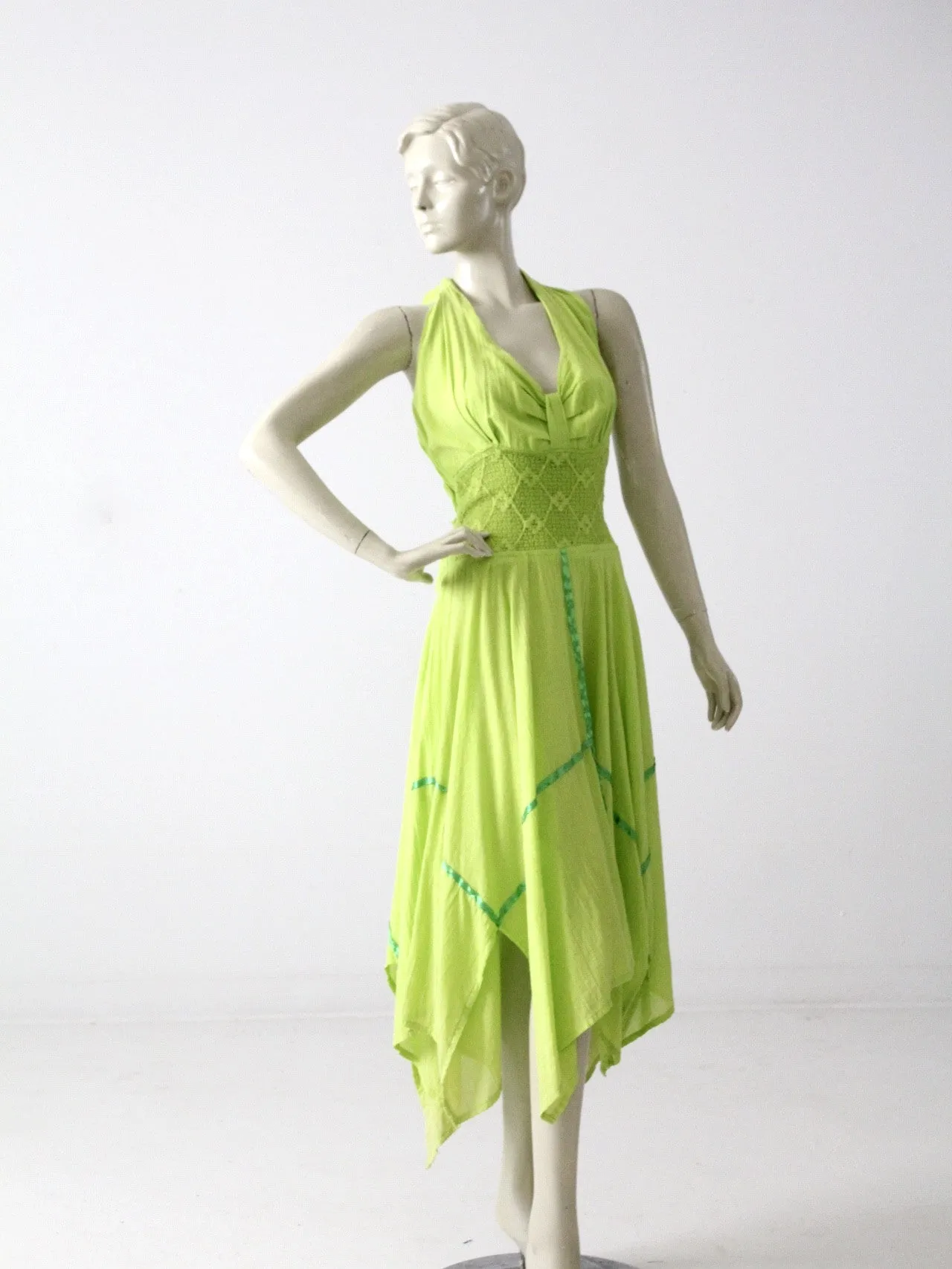 vintage 70s gauze halter dress