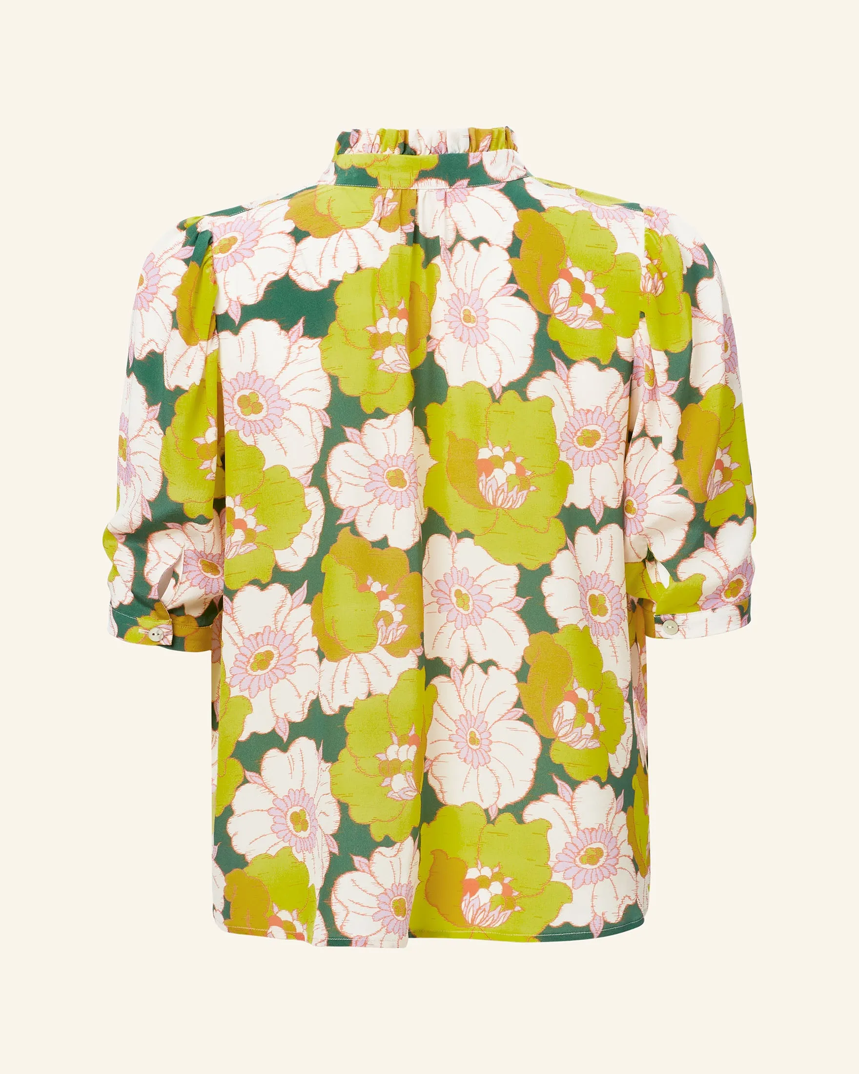 Elegant Winnie Silk Shirt in Citrus Blossom Design