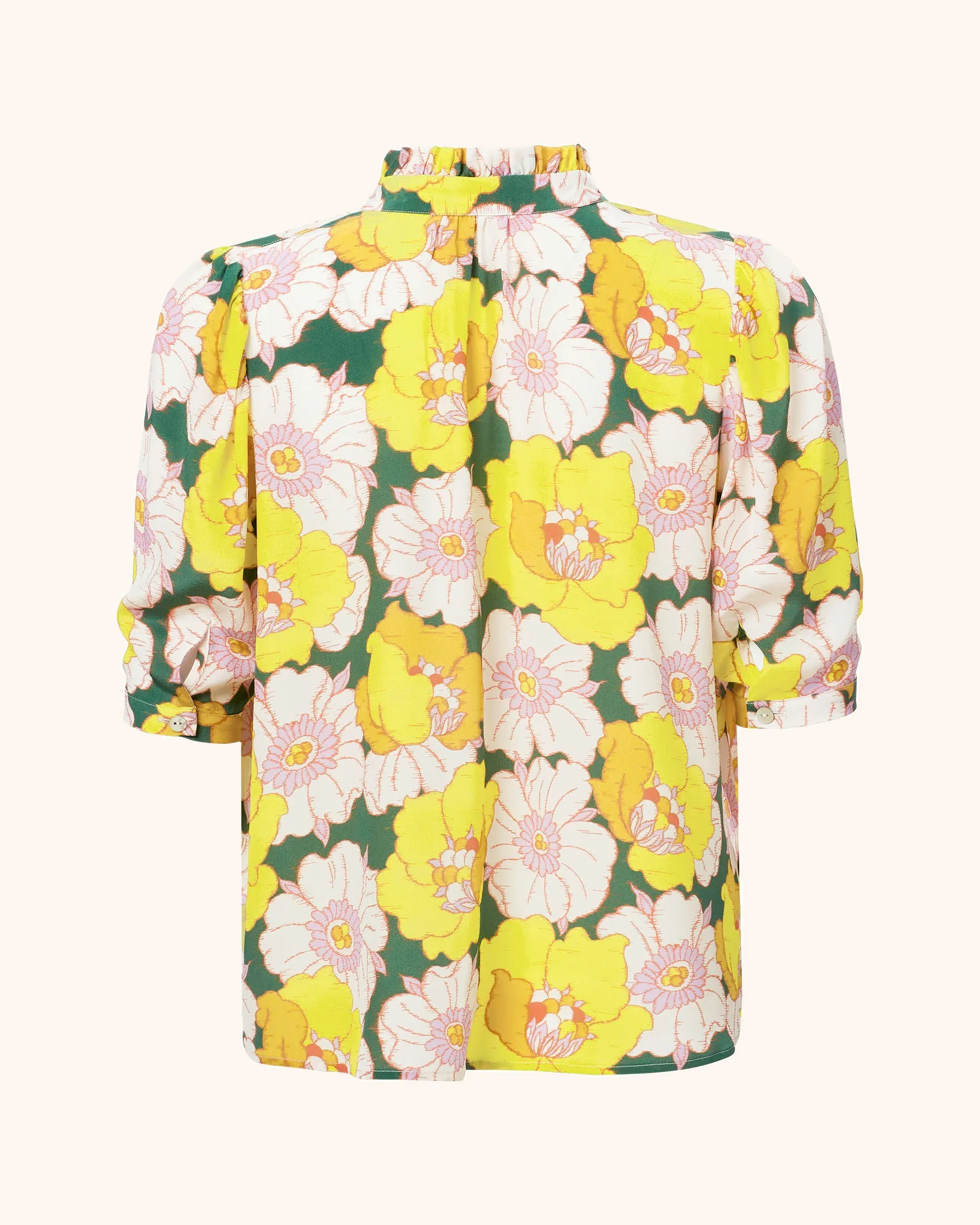 Elegant Winnie Silk Shirt in Citrus Blossom Design