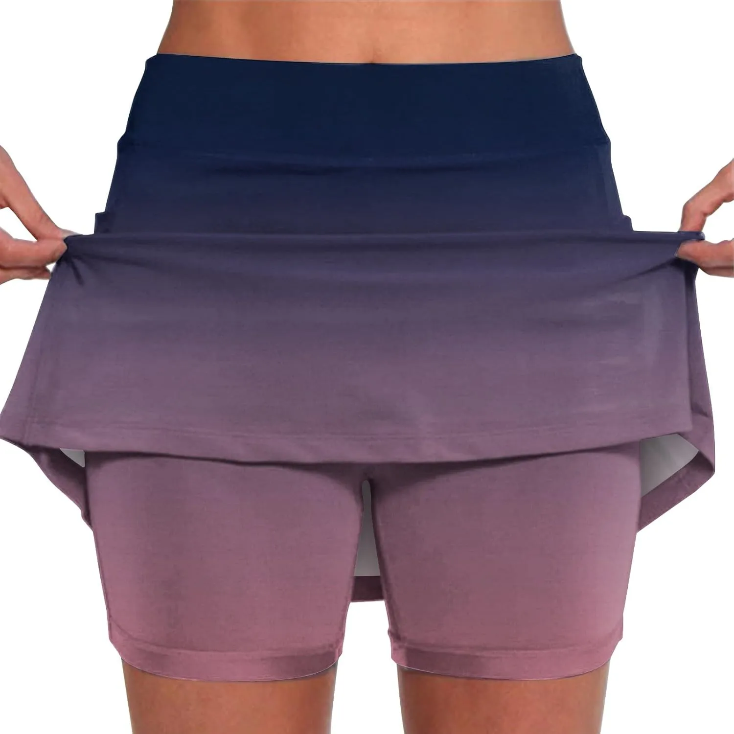 Womens Activewear Pleated Tennis Skirts Fade Pattern Printed Culottes Skinny Mid Waisted Workout Summer Fashion Skirt